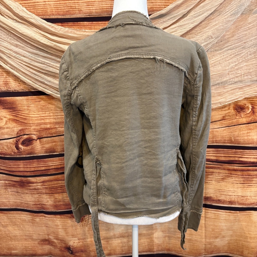 Free People Womens Olive Green Long Sleeve Open Front Jacket Size S - Picture 2 of 8